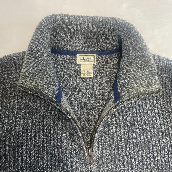 L.L. Bean Organic Cotton Sweater Full Zip Men's Large Tall Waffle Knit 508968 - Picture 5 of 11